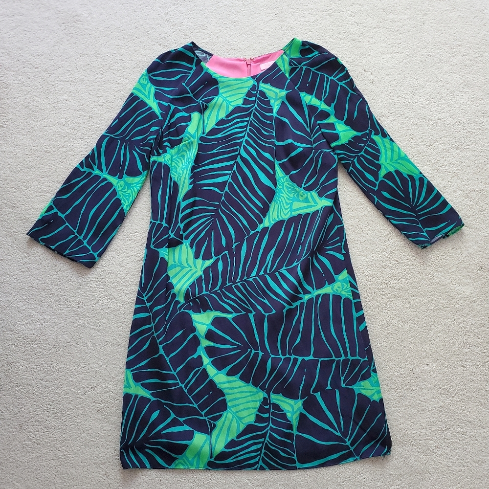 Lilly Pulitzer 3/4 Sleeve Carol Carol Shift Dress in Under the Palms sz2